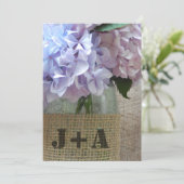 Invitation Hortensias dans un pot de maçon avec le mariage de (Debout devant)