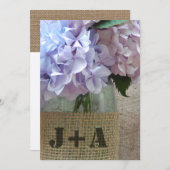Invitation Hortensias dans un pot de maçon avec le mariage de (Devant / Derrière)