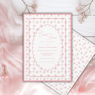 Invitation Hortensias roses et rubans Élégant Shower de maria