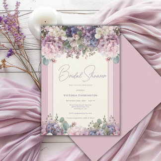 Invitation Hortensias Violettes Aquarelle Moderne Mariage