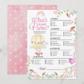 Invitation Hot Air Balloon Baby What's In Your Purse Game (Devant / Derrière)