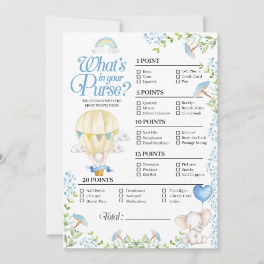 Invitation Hot Air Balloon Baby What's In Your Purse Game (Devant)