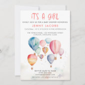 Invitation Hot Air Balloon C'est un baby shower de fille (Devant)