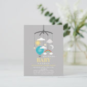 Invitation Hot Air Balloon Mobile Boy Baby shower moderne (Debout devant)