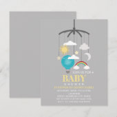 Invitation Hot Air Balloon Mobile Boy Baby shower moderne (Devant / Derrière)