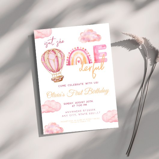 Invitation Hot Air Balloon n'est-elle pas magnifique 1er anni