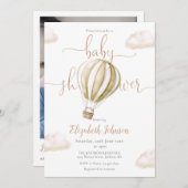Invitation Hot Air Balloon QR Code Photo Baby Shower (Devant / Derrière)