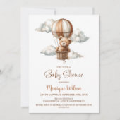 Invitation Hot Air Balloon Teddy Bear Baby Shower (Devant)