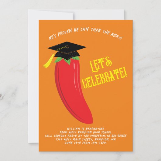 Invitation Hot Chili Pepper Graduation Party Red (Devant)
