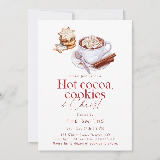 Invitation Hot Cocoa Cookies & Christ Christmas Party (Devant)
