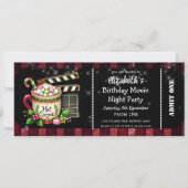 Invitation Hot Cocoa Movie Night Birthday Party Ticket (Devant)
