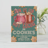 Invitation Hot Cocoa Red Mug & Cookies Holiday | Christmas (Debout devant)