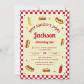 Invitation Hot Diggity Dog Hot Dog First Birthday (Devant)