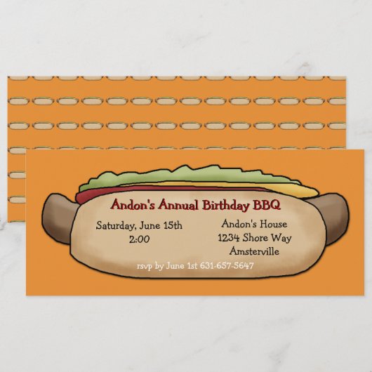 Invitation Hot Dog (Devant / Derrière)