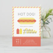 Invitation HOT DOG! Anniversaire de enfant moderne rouge et j (Debout devant)