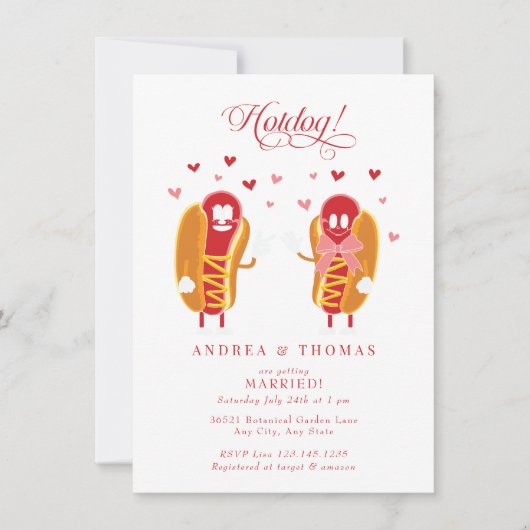 Invitation Hot Dog | BBQ | Fête des mariées Couples (Devant)