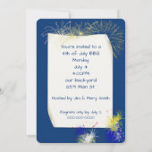 Invitation Hot Dog et Bière avec Feu d'Artifice et Drapeau (Dos)