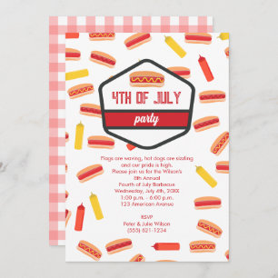 Invitation Hot Dog Fast Food 4 juillet BBQ Party