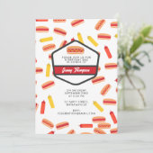 Invitation Hot Dog Fast Food Anniversaire de fête BBQ (Debout devant)