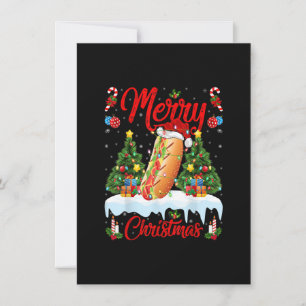 Invitation Hot Dog Fast Food Lover Lighting Santa Hat Hot Dog