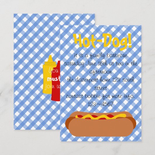 Invitation Hot Dog ! Parti (Devant / Derrière)
