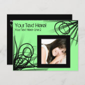 Invitation Hot Green Swirl Party (Devant / Derrière)