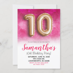 Invitation Hot Pink 10e anniversaire