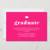 Invitation Hot Pink 2025 Téméraire Typographie Diplôme photo (Dos)
