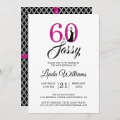 Invitation Hot Pink 60 et Sassy | 60e fête d'anniversaire (Devant / Derrière)