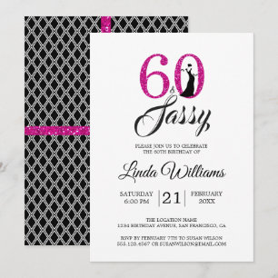Invitation Hot Pink 60 et Sassy 60e fête d'anniversaire