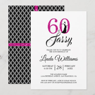 Invitation Hot Pink 60 et Sassy 60e fête d'anniversaire