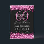 Invitation Hot Pink 60th Birthday Enregistrer la date avec le<br><div class="desc">Design élégant "60th Birthday Party" avec Hot Rose String Lights et nom personnalisé et détails texte. Facile à utiliser et facile à personnaliser. Commandez aujourd'hui !</div>