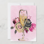Invitation Hot Pink Black Peony Gold Brunch & Bubbly (Dos)