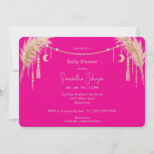 Invitation Hot Pink Boho Pampas Baby Shower (Devant)