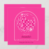 Invitation Hot Pink Disco Boogie Graduation Party (Devant / Derrière)