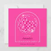 Invitation Hot Pink Disco Boogie Graduation Party (Devant)