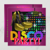Invitation Hot Pink Disco Dance Party (Devant / Derrière)