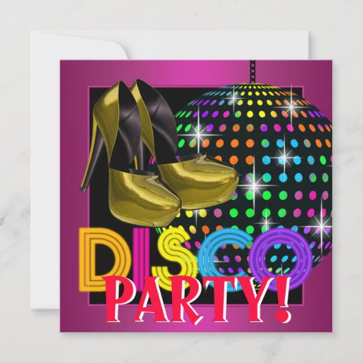 Invitation Hot Pink Disco Dance Party (Devant)