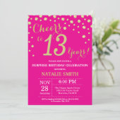 Invitation Hot Pink et Gold Surprise 13e anniversaire Diamond (Debout devant)