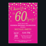 Invitation Hot Pink et Gold Surprise 60e anniversaire Diamond<br><div class="desc">Invitation surprise 60e anniversaire avec Arrière - plan Diamant de Parties scintillant rose et or Hot Pink. Gold Confetti. Anniversaire adulte. Hommes ou femmes,  anniversaire.
Pour plus de personnalisation,  cliquez sur le bouton "Customiser" et utilisez notre outil de conception pour modifier ce modèle.</div>