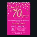 Invitation Hot Pink et Gold Surprise 70e anniversaire Diamond<br><div class="desc">Invitation surprise 70e anniversaire avec Arrière - plan Diamant de Parties scintillant rose et or Hot Pink. Gold Confetti. Anniversaire adulte. Hommes ou femmes,  anniversaire. Pour plus de personnalisation,  cliquez sur le bouton "Customiser" et utilisez notre outil de conception pour modifier ce modèle.</div>