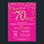 Invitation Hot Pink et Gold Surprise 70e anniversaire Diamond<br><div class="desc">Invitation surprise 70e anniversaire avec Arrière - plan Diamant de Parties scintillant rose et or Hot Pink. Gold Confetti. Anniversaire adulte. Hommes ou femmes,  anniversaire. Pour plus de personnalisation,  cliquez sur le bouton "Customiser" et utilisez notre outil de conception pour modifier ce modèle.</div>