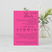 Invitation Hot Pink Fuchsia Wedding Finer Details (Debout devant)