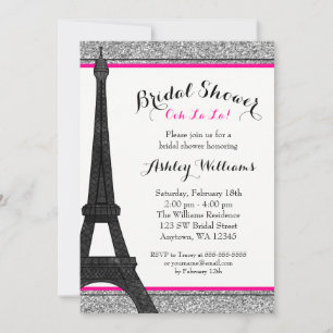 Invitation Hot Pink Glam Paris Fête des mariées