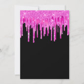 Invitation Hot Pink Glitter Foil Drips Black 18th Birthday (Dos)