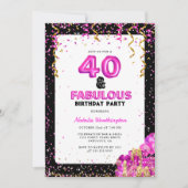 Invitation Hot Pink Gold Forty Fabuleux 40e anniversaire (Devant)