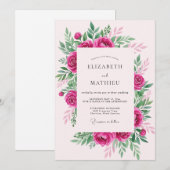 Invitation Hot Pink Graceful Spring Wedding (Devant / Derrière)