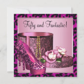 Invitation Hot Pink Leopard 50e fête d'anniversaire (Devant)