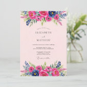 Invitation Hot Pink Lively Summer Wedding (Debout devant)