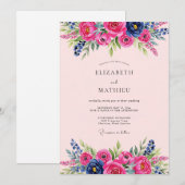 Invitation Hot Pink Lively Summer Wedding (Devant / Derrière)